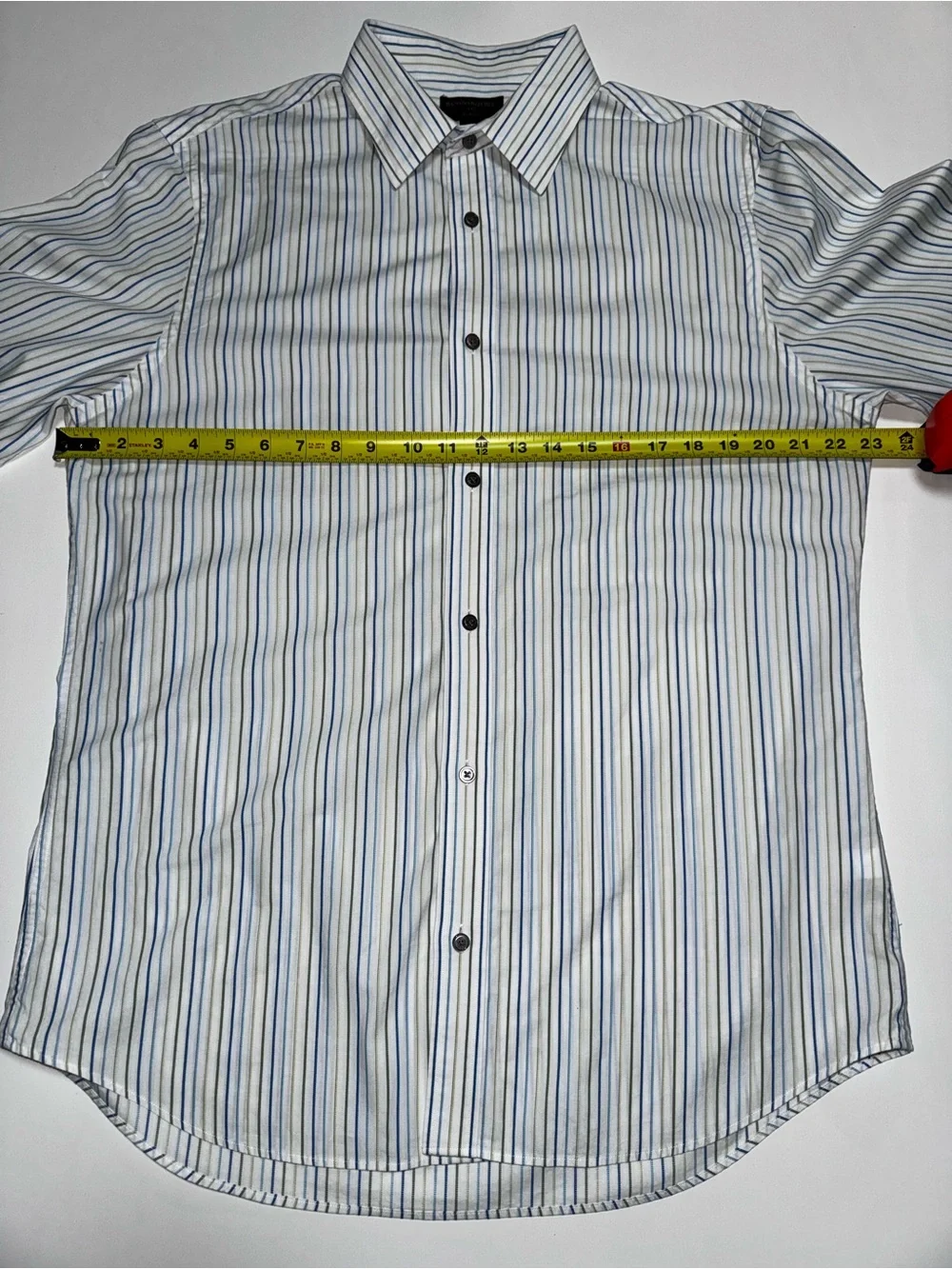Banana Republic White Dress Shirt with Blue and Gray Stripes, 16-16,5 L